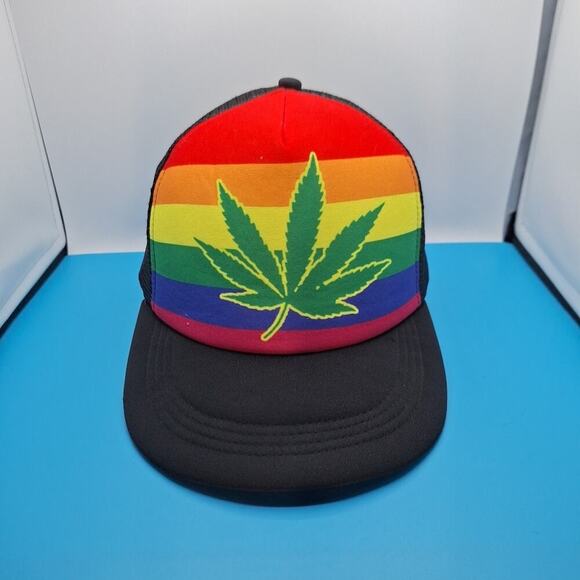Medical Cannabis Weed Trucker Hat Marijuana Pot Leaf 420 Black Snapback Cap - Picture 1 of 6